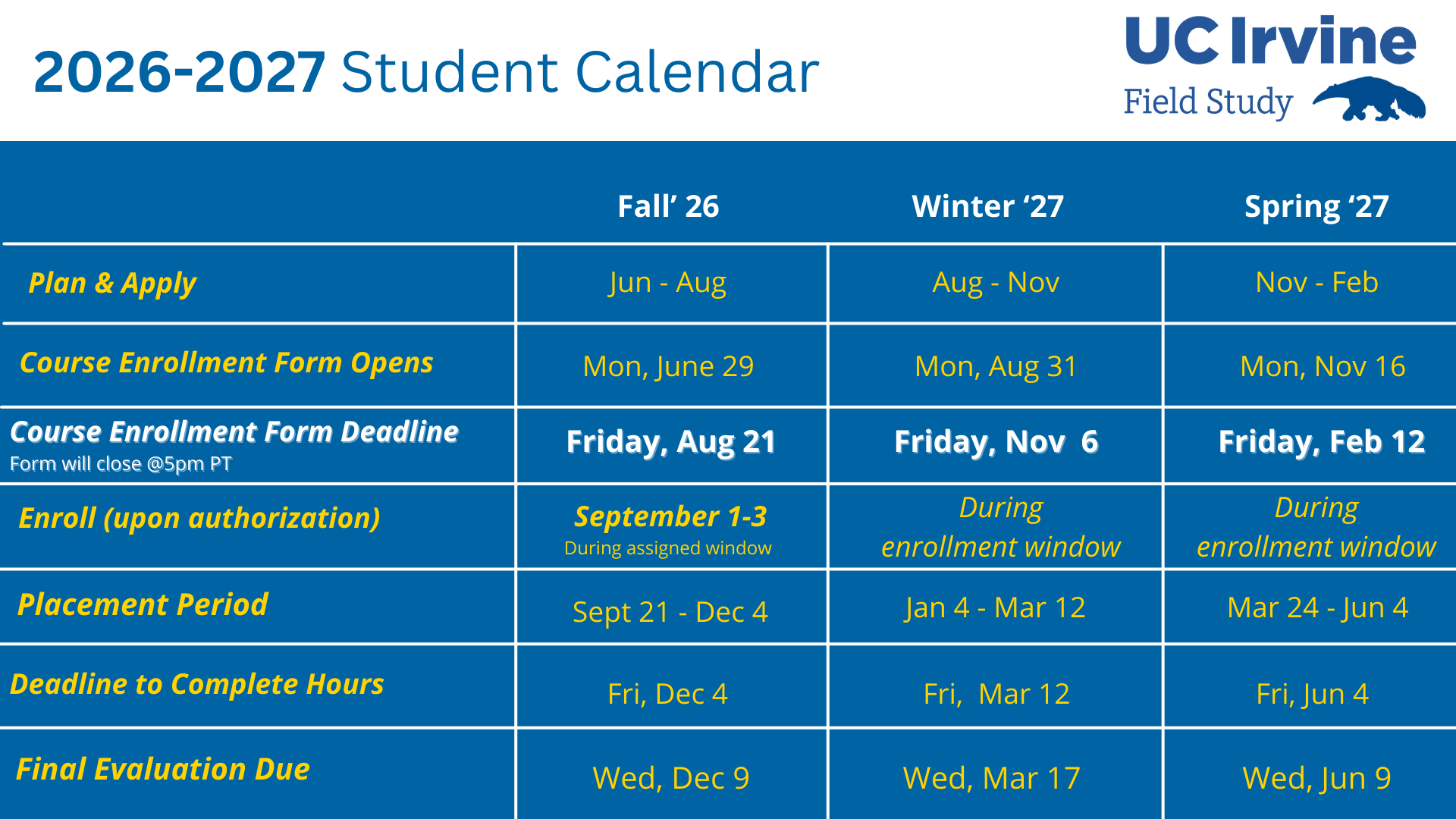 2627 Student Calendar 