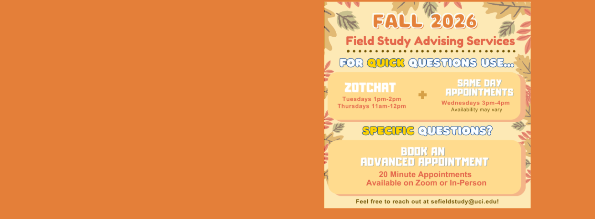 Fall 2026 advising services
